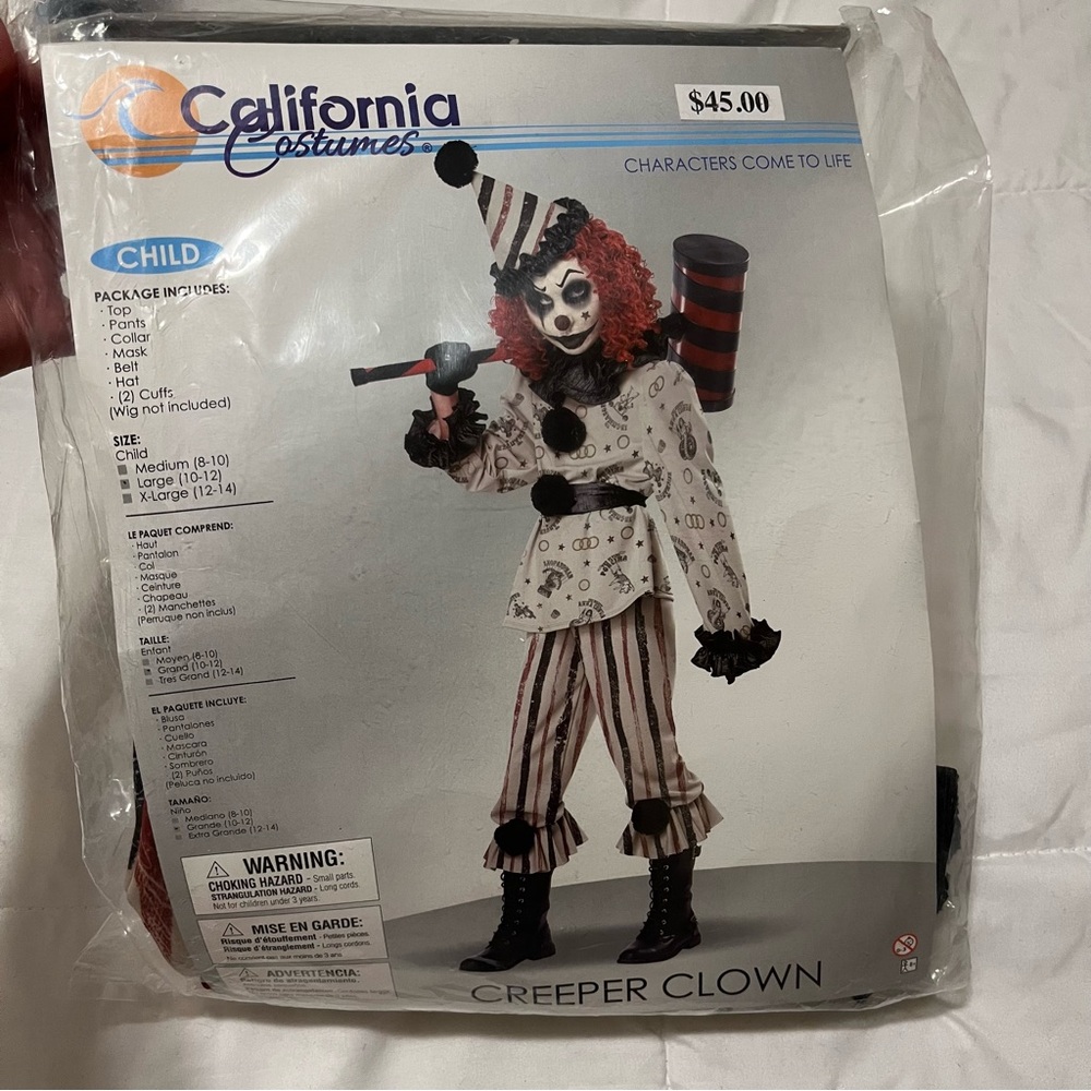 California Costumes Creeper Clown Kids Costume - Black and White Large